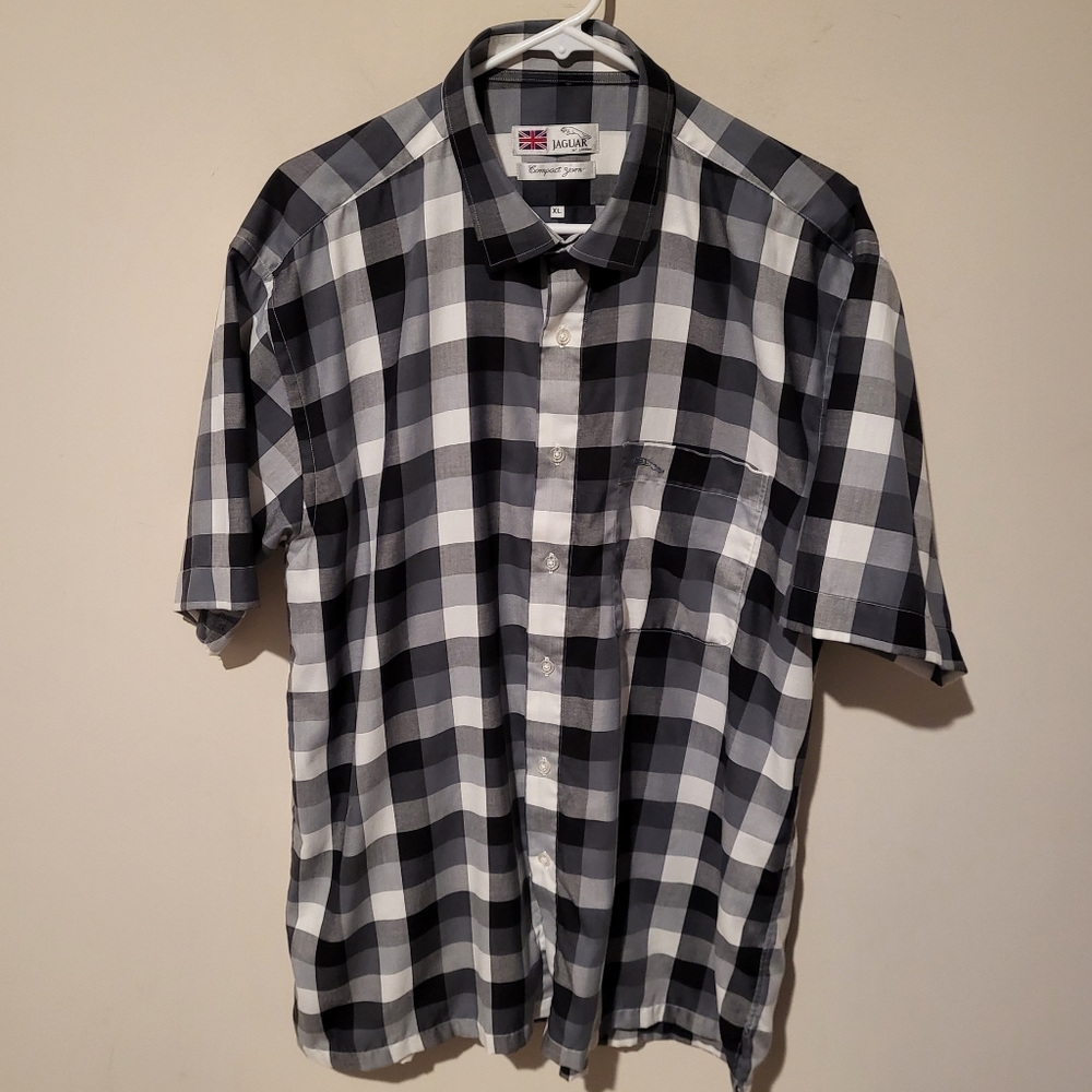 Jaguar Automotive of London Comfort Yarn Button Down Shirt Plaid Size XL